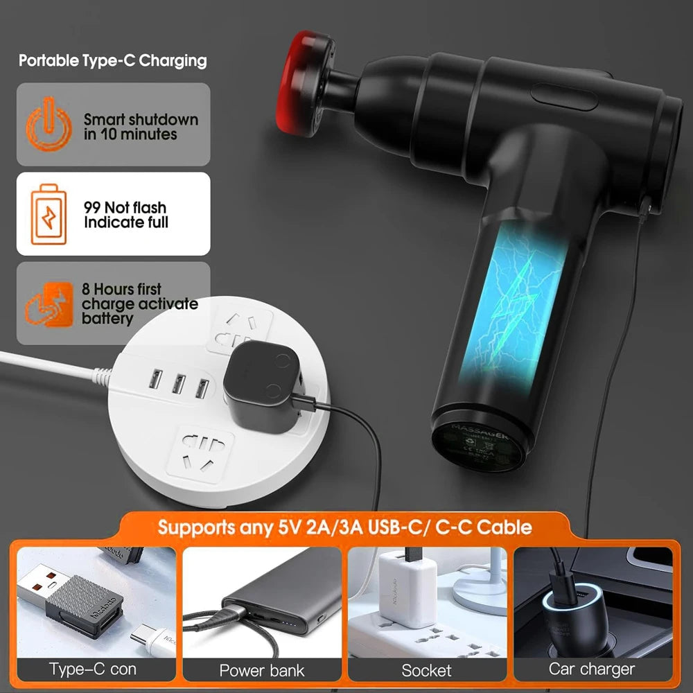 Lingteng Heating Massage Gun Deep Tissue Percussion Massager