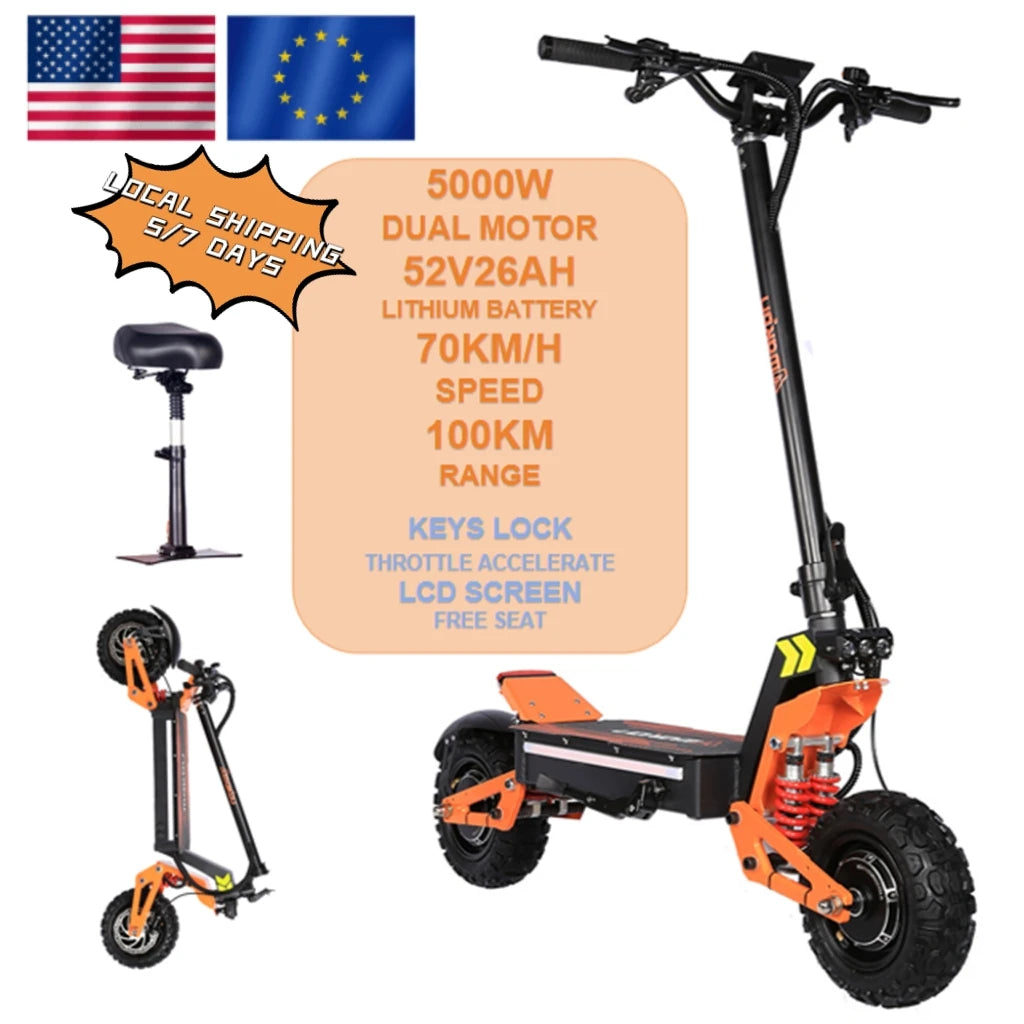 Foldable Dual Motor Off Road Electric Scooter With Hydraulic Brakes