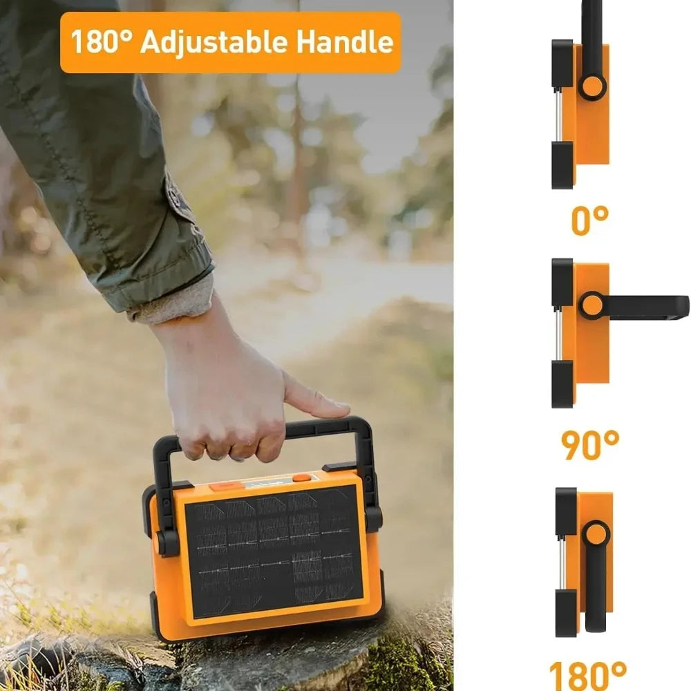 LED BARZ Rechargeable Solar Flood Light 144LED 10000LM Portable Outdoor
