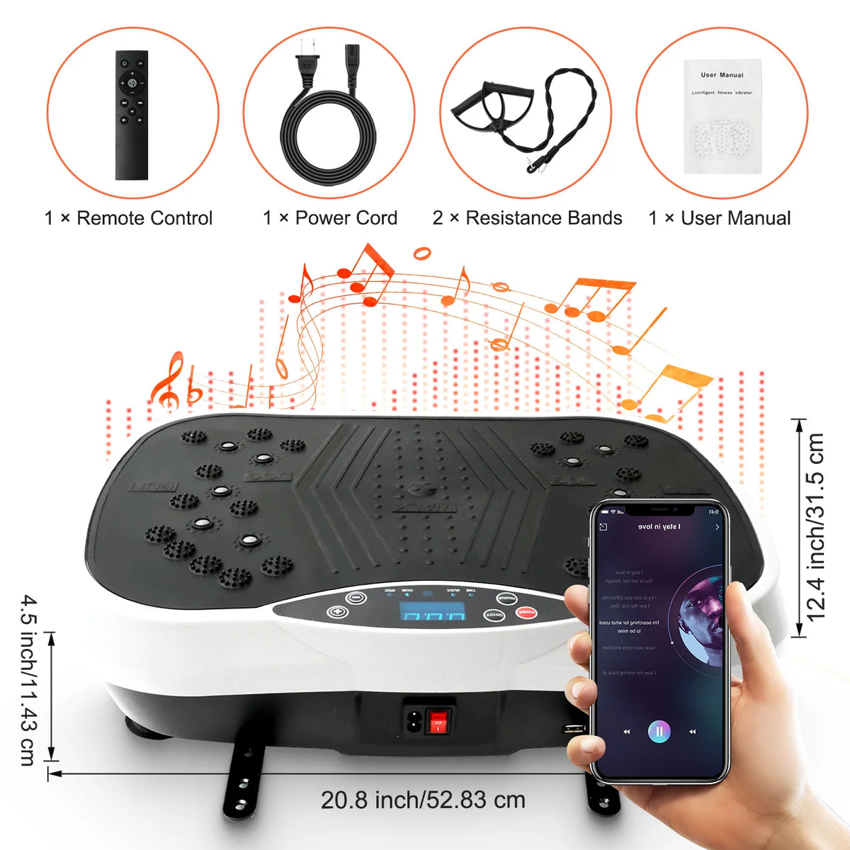 Portable Vibration Plate Exercise Machine Bluetooth Remote Adjustable Speed