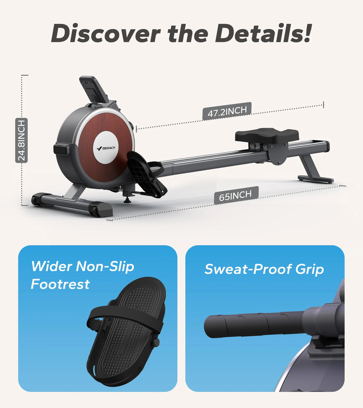 Merach Magnetic Rowing Machine Dual Slide Rail For Home