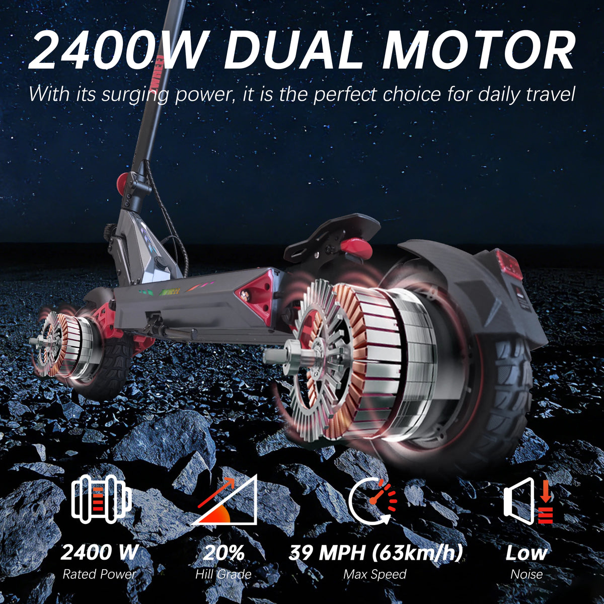 ZWHEEL D3 Dual Motors Electric Scooter With Smart App