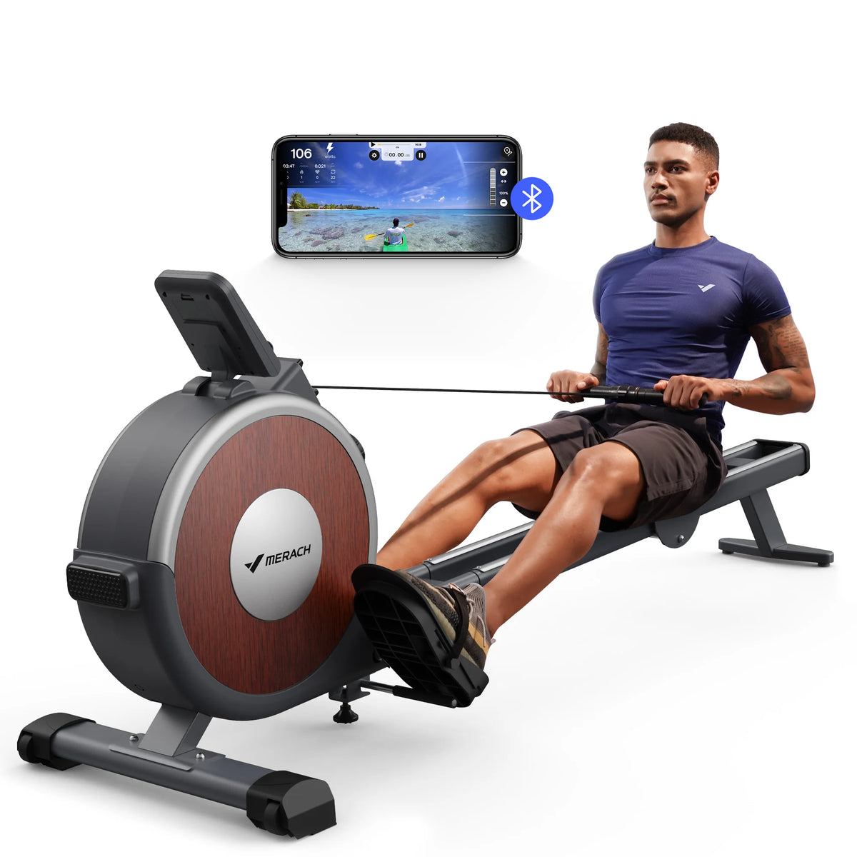 Merach Magnetic Rowing Machine Dual Slide Rail For Home