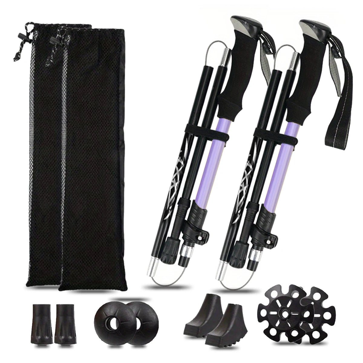 Ultralight Aluminum 5 Section Folding Trekking Pole For Hiking