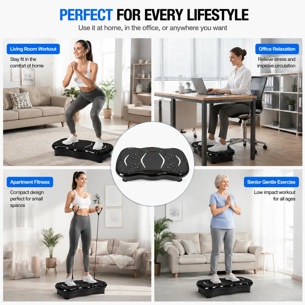 Adjustable Vibration Plate Fitness Machine For Whole Body Toning