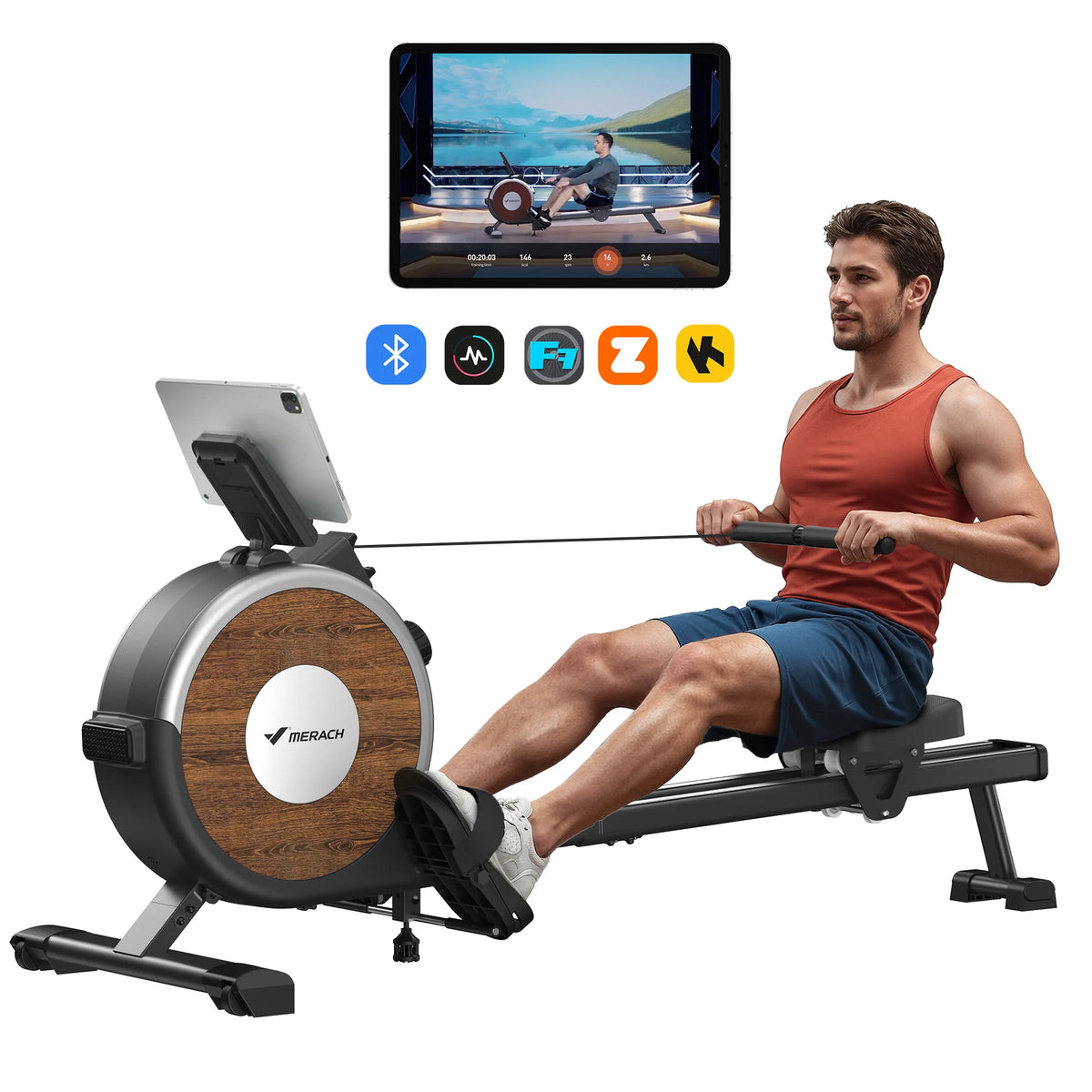 Merach Magnetic Rowing Machine Dual Slide Rail For Home