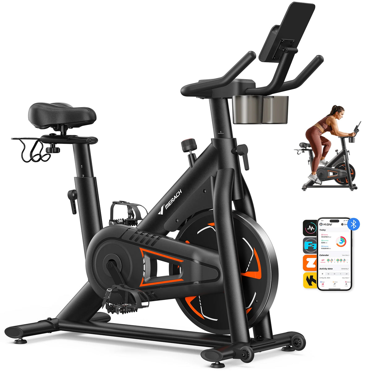 Merach Magnetic Exercise Bike With App Connectivity For Home Cardio