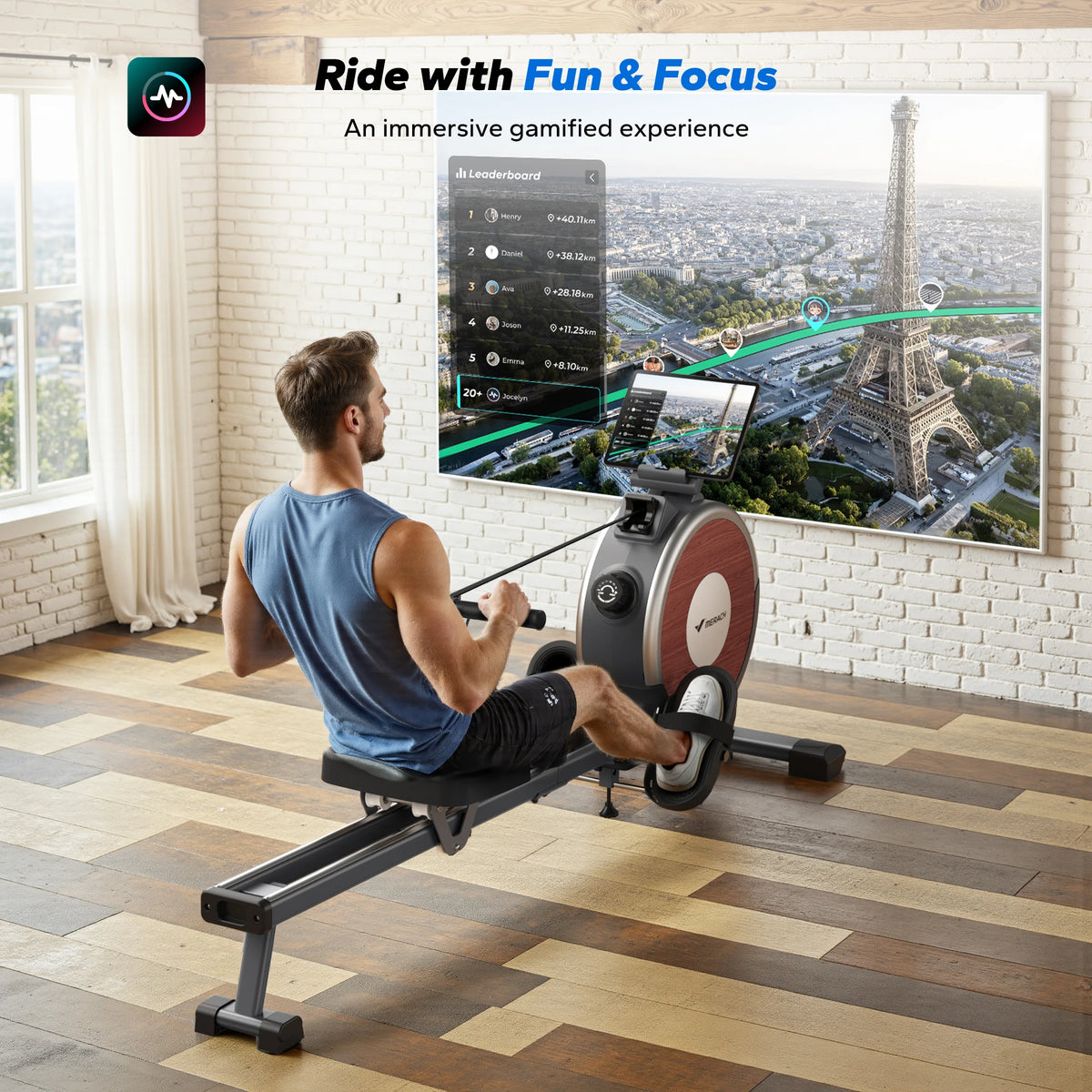 Merach Magnetic Rowing Machine Dual Slide Rail For Home
