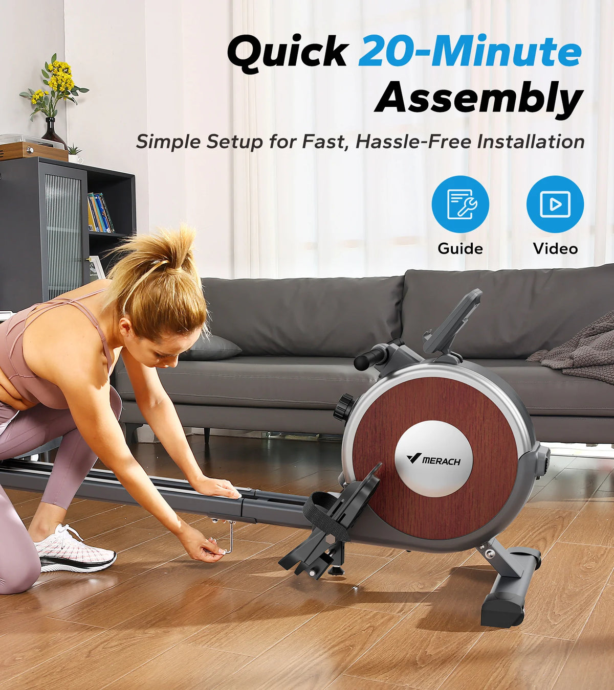 Merach Magnetic Rowing Machine Dual Slide Rail For Home