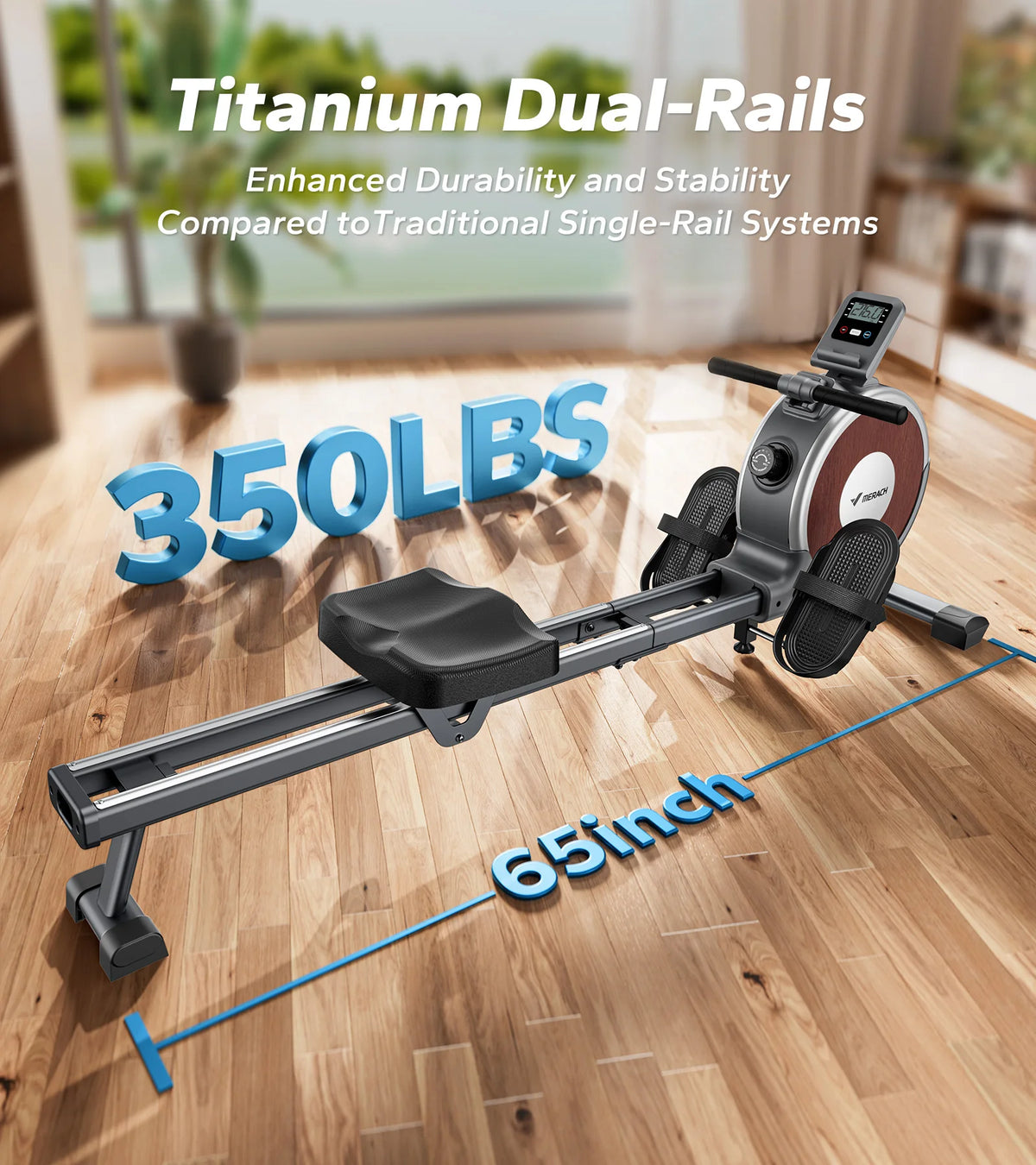 Merach Magnetic Rowing Machine Dual Slide Rail For Home