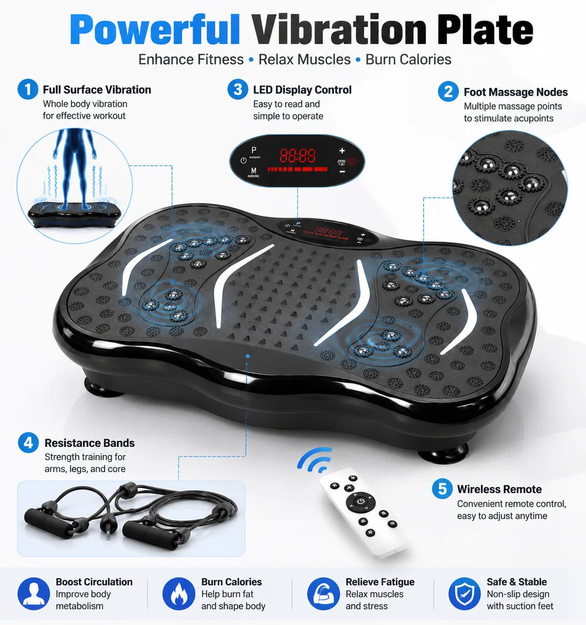 Adjustable Vibration Plate Fitness Machine For Whole Body Toning