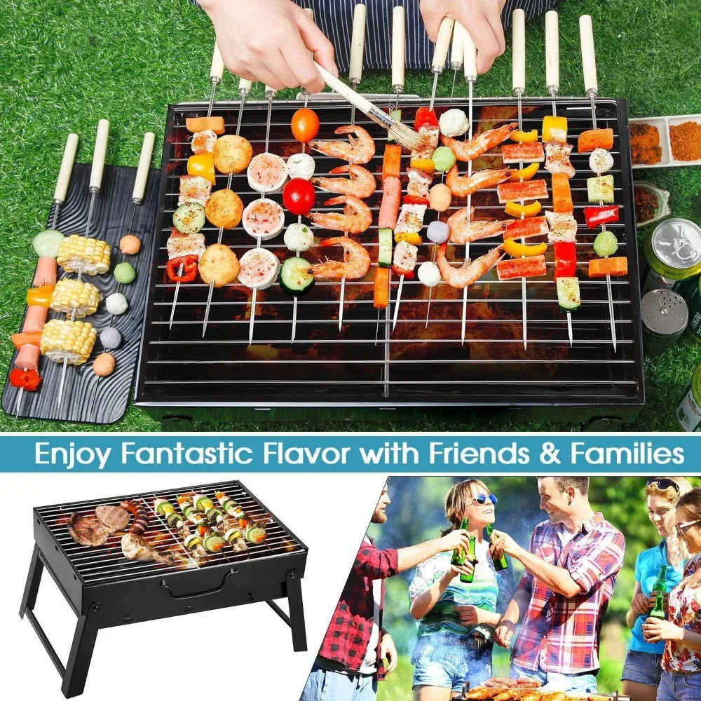 XIUWO Portable Stainless Steel Charcoal Grill For Outdoor Cooking