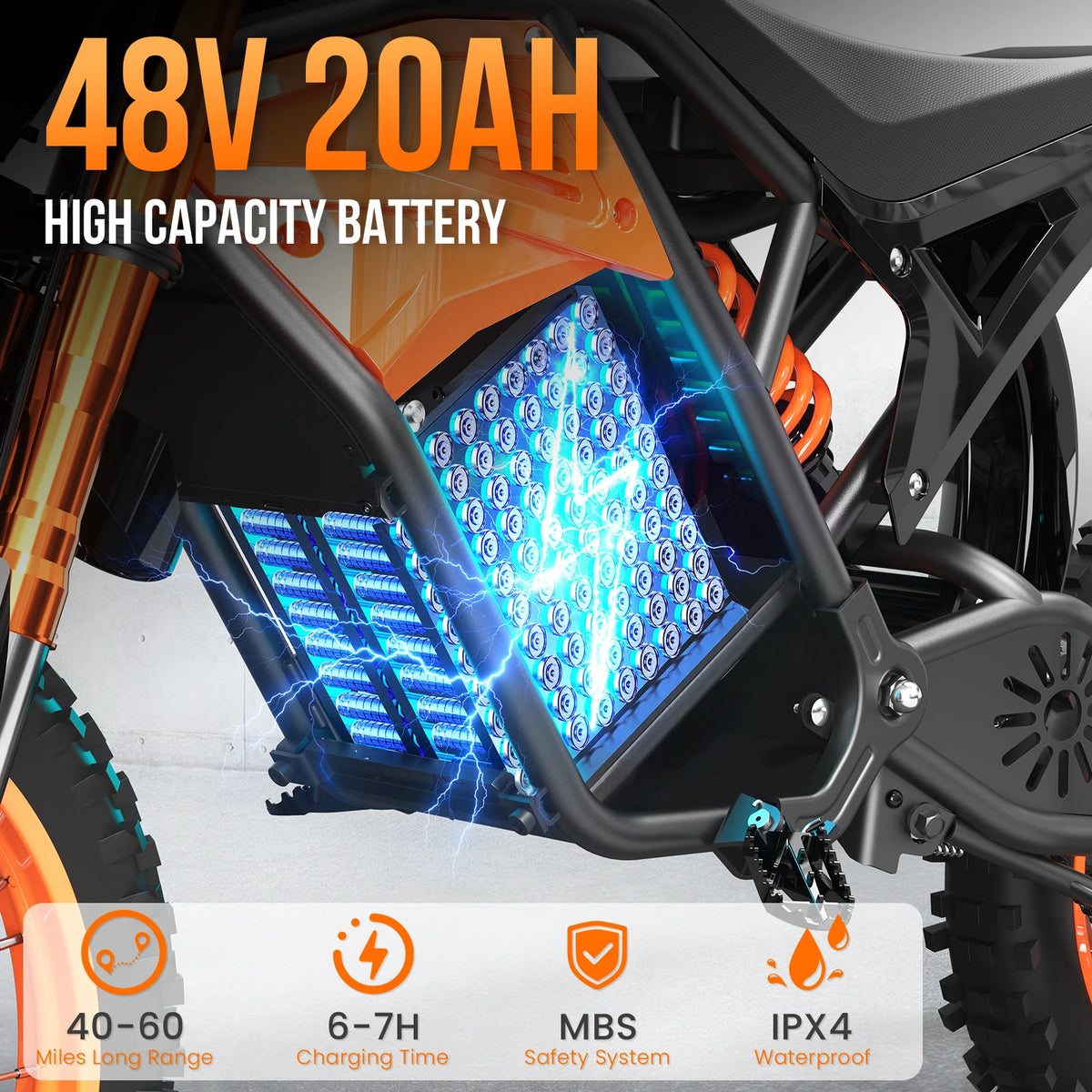 Eilleo 48V Electric Dirt Bike With 3000W Motor For Adults
