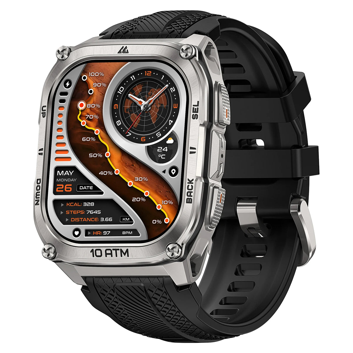 KOSPET Tank M4 Stainless Steel GPS Smartwatch With Health Monitoring