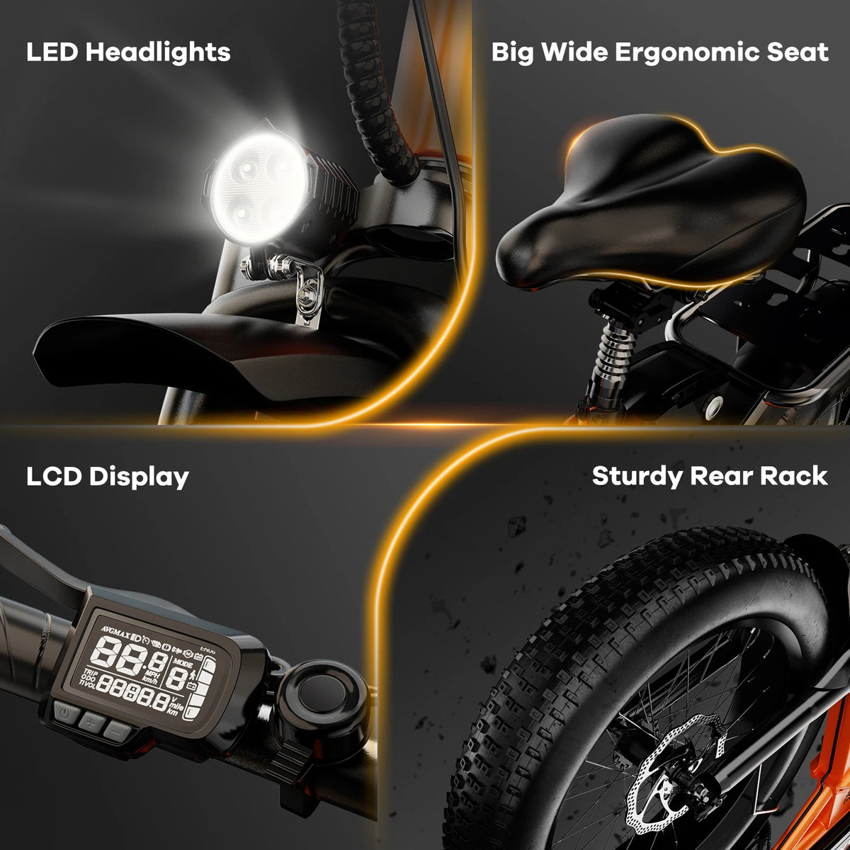 Cybervelo EK4 Folding Electric Bike With Long Range Fat Tires