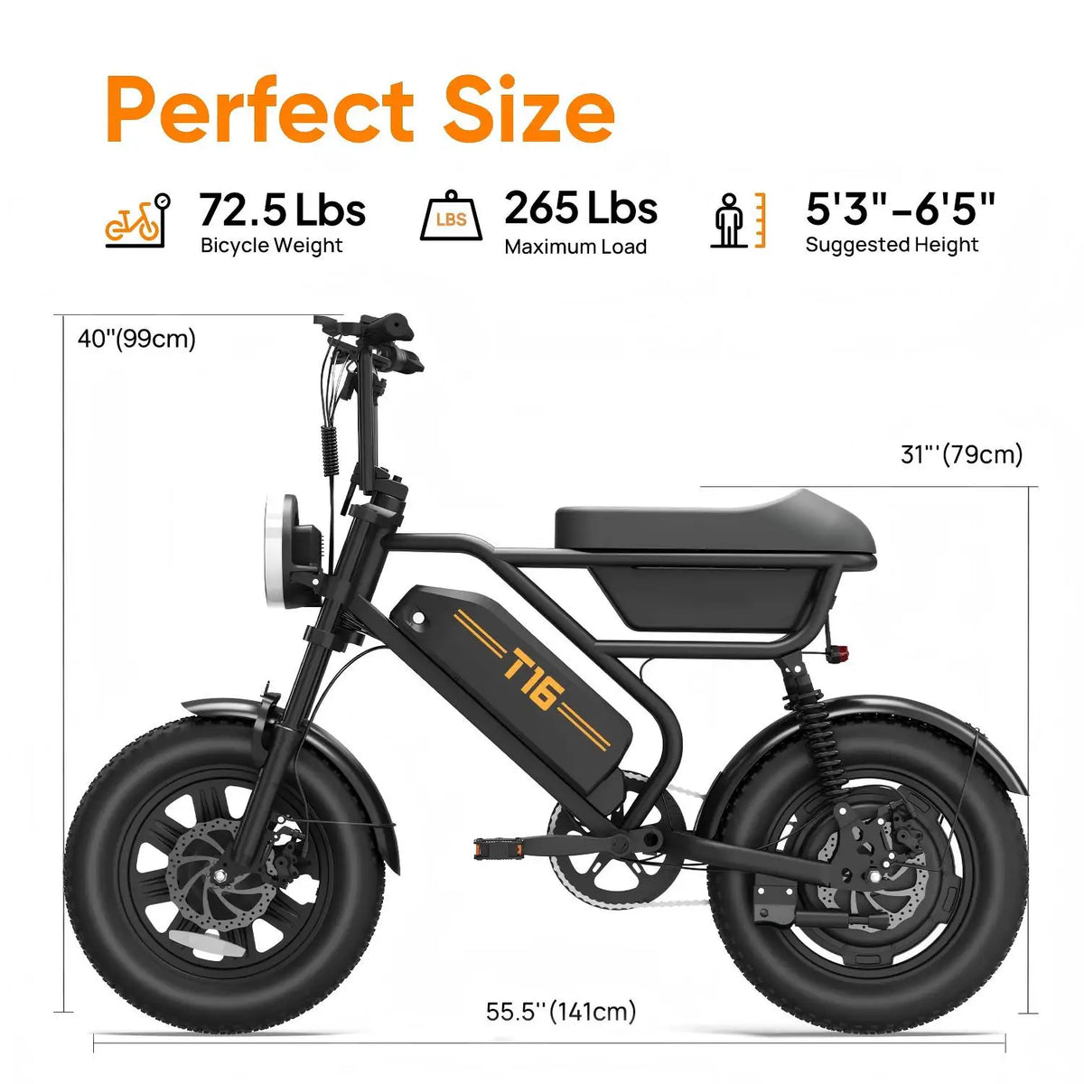 URLIFE T16 Electric Bike With Full Suspension And Storage Box