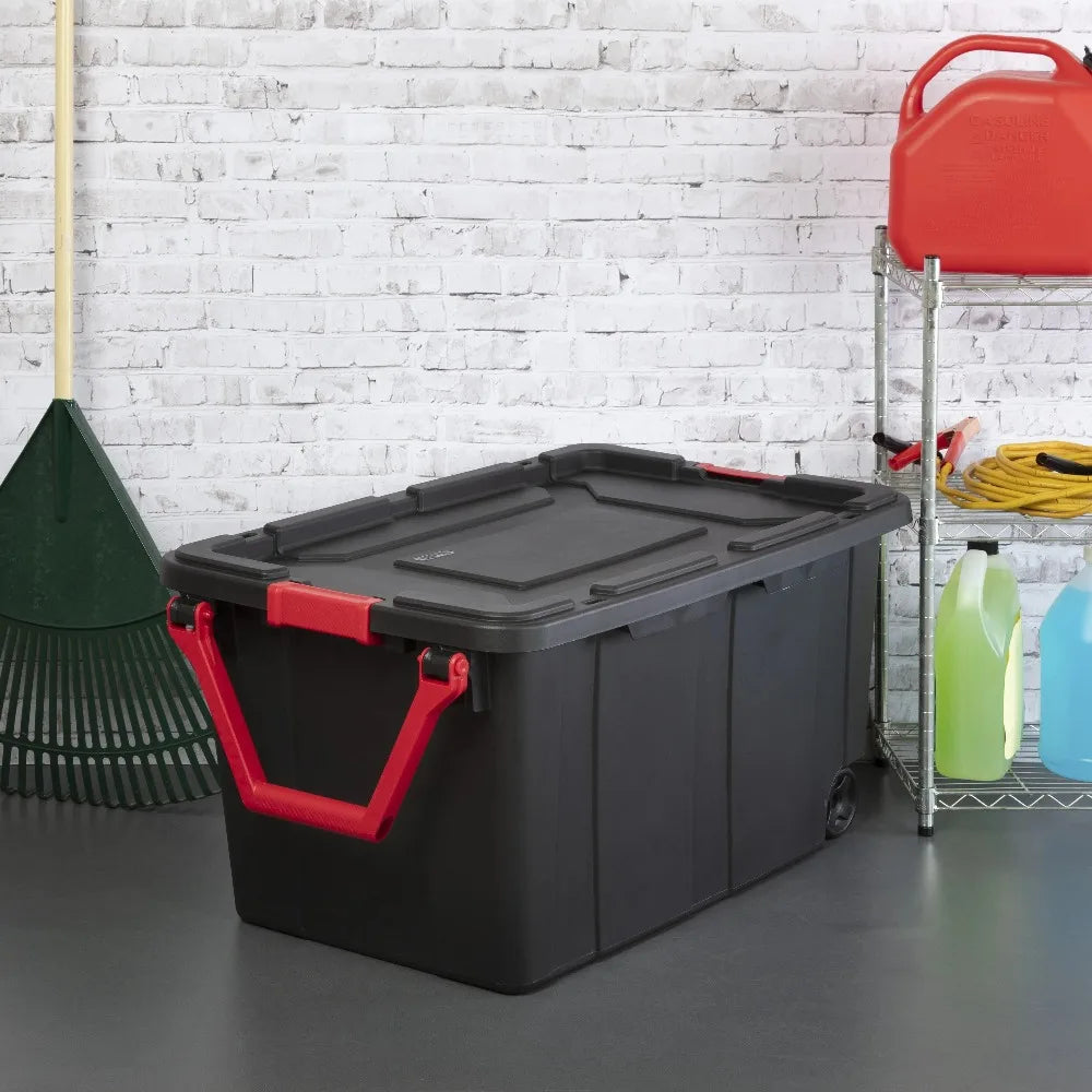 Sterilite Industrial Wheeled Storage Tote With Secure Handle