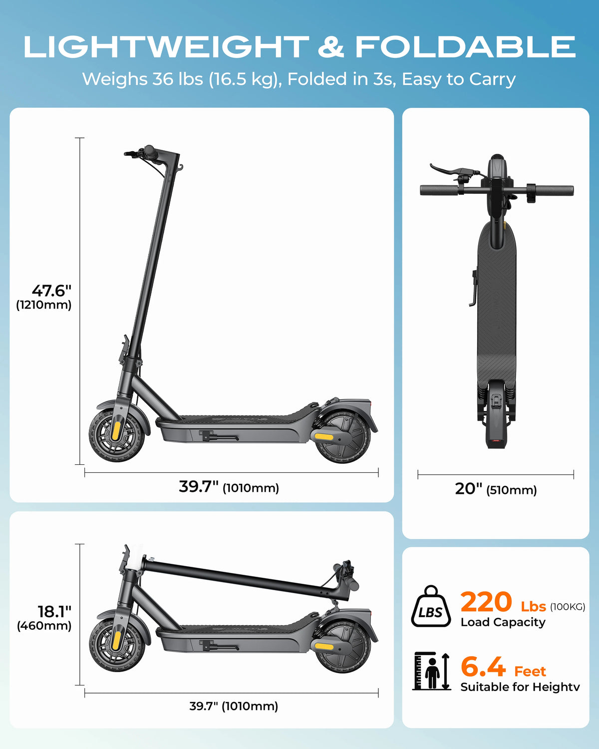 HeroPick Foldable Electric Scooter With Long Range For Adults
