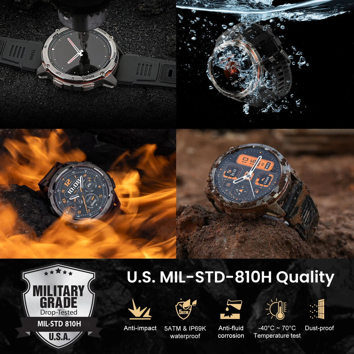 Kospet Tank T3 Gps Smartwatch Featuring Bluetooth Calls And Durability