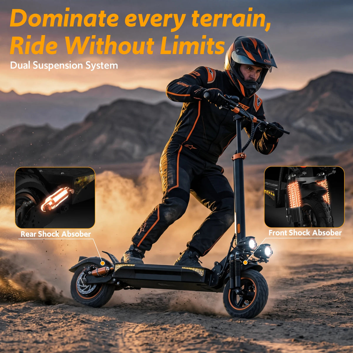 Osboo Dual Suspension Folding Electric Scooter With 1200w Motor