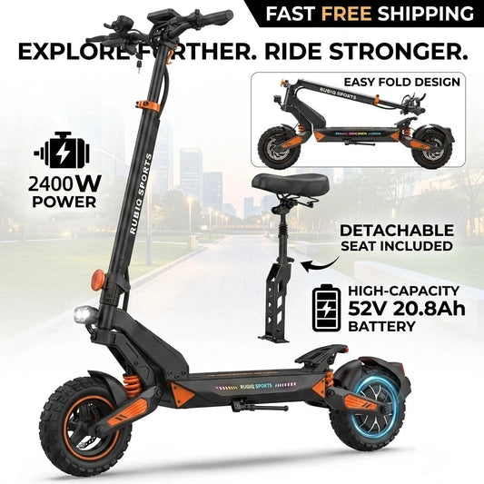 Bikydom Electric Scooter With Seat, Foldable Adult Commuter Vehicle