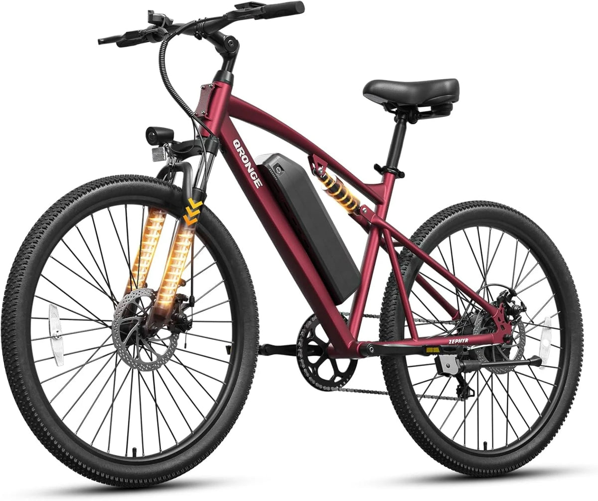 QRONGE Zephyr 1000W EBike 486Wh Full Suspension Mountain