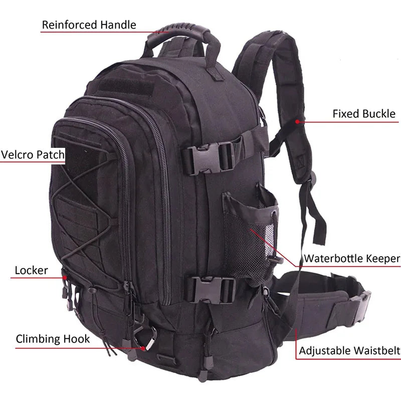 LQARMY Military Tactical Nylon Molle Backpack For Hiking Camping