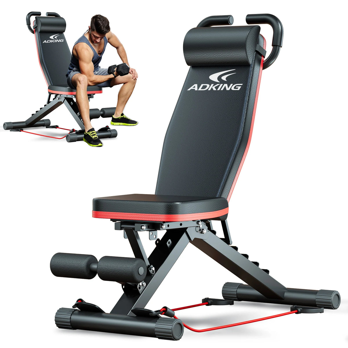 Foldable Weight Bench 1000lb Capacity Sit Up Assist Flat Incline