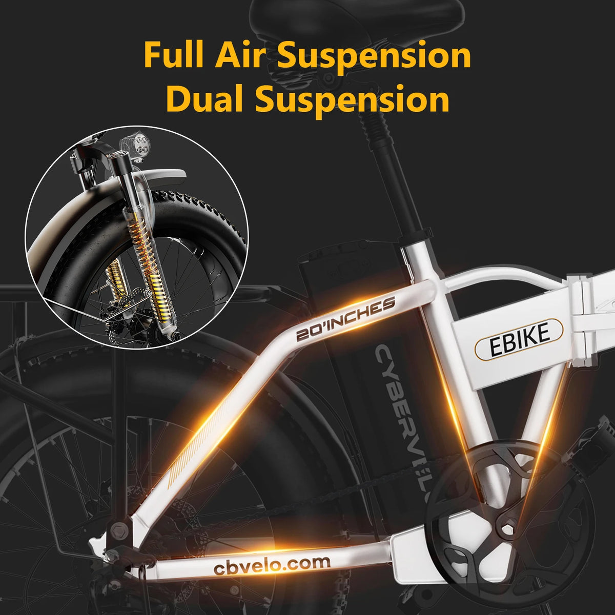 Cybervelo EK4 Folding Electric Bike With Long Range Fat Tires