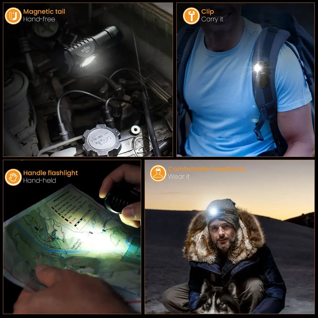 Sofirn HS10 USB C Rechargeable Headlamp 1100LM 90CRI Magnetic Tail