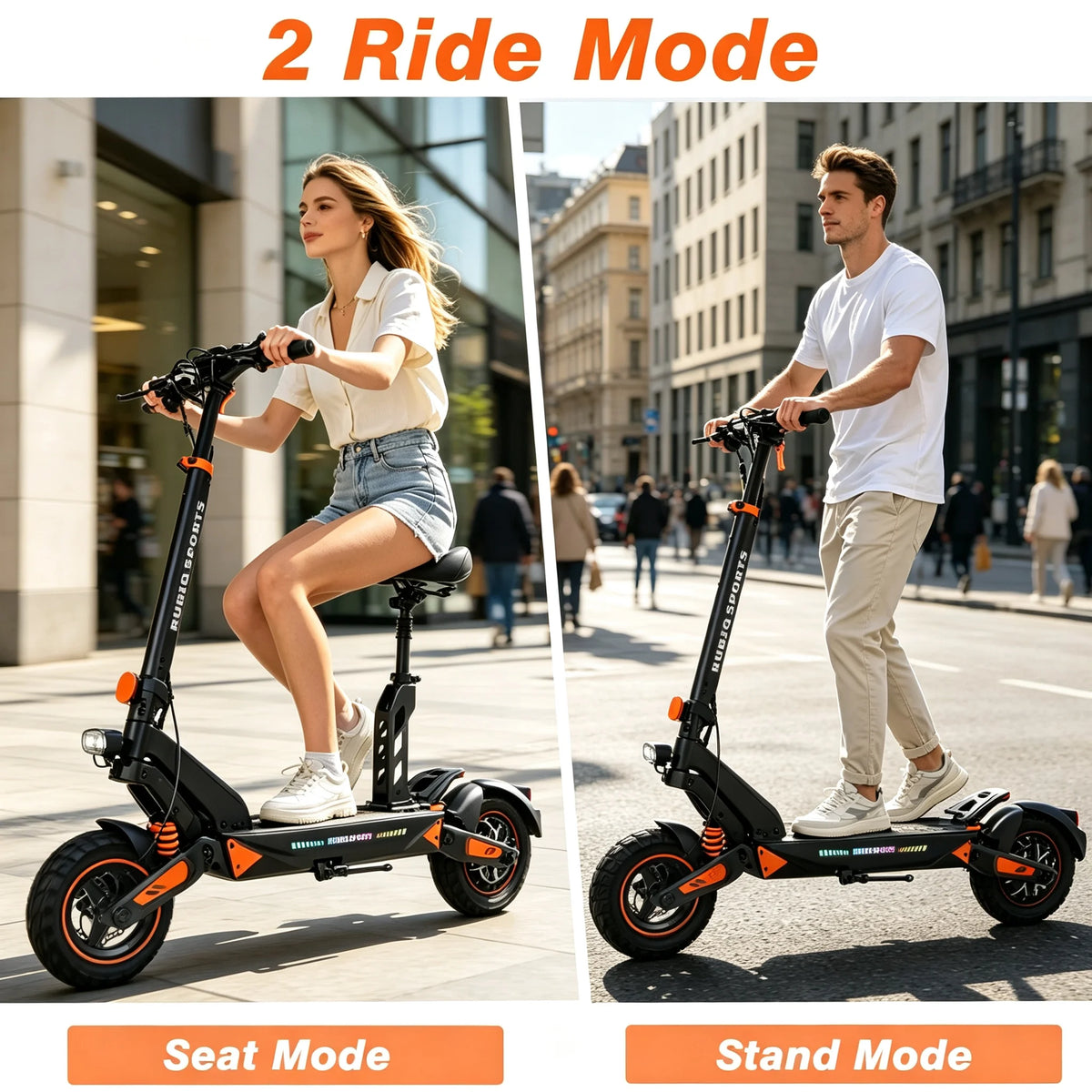 Bikydom Electric Scooter With Seat, Foldable Adult Commuter Vehicle