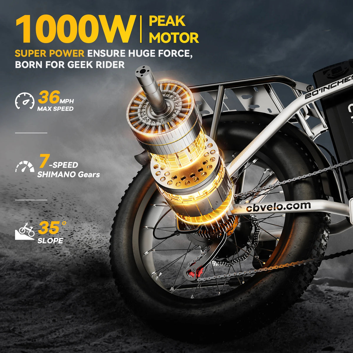 Cybervelo EK4 Folding Electric Bike With Long Range Fat Tires