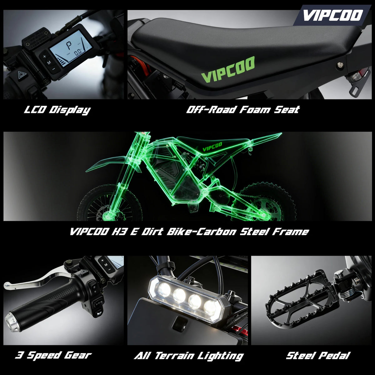 VIPCOO H3 3500W Fat Tire Electric Dirt Bike Motorcycle
