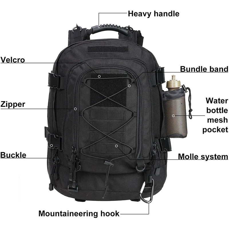LQARMY Military Tactical Nylon Molle Backpack For Hiking Camping