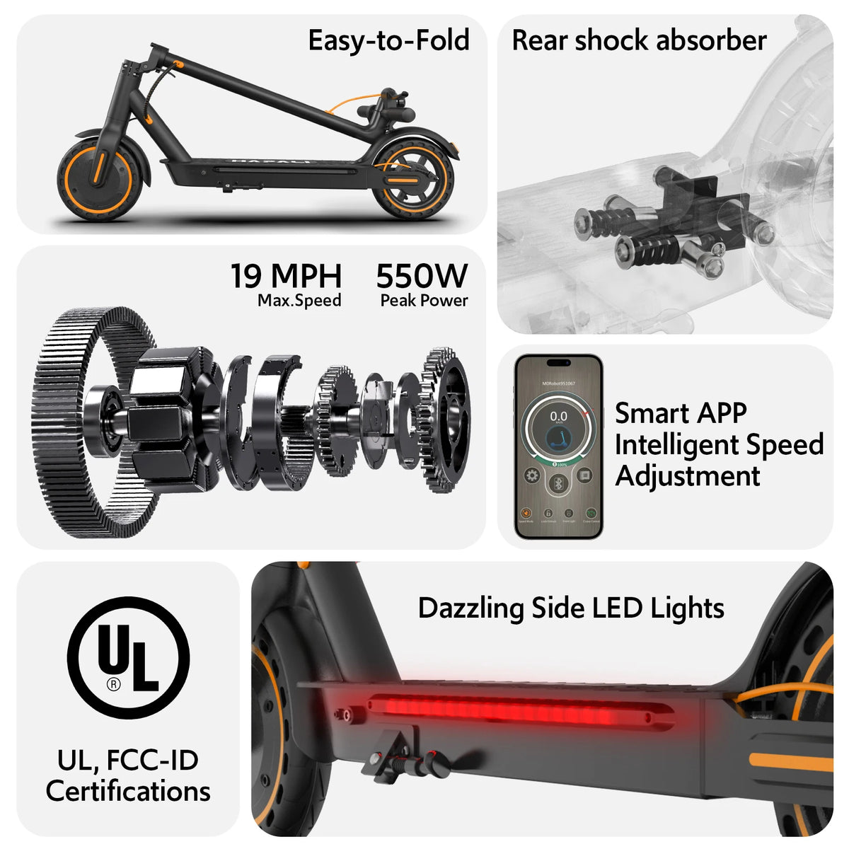 Osboo 550W Foldable Electric Scooter For Adults With App Control