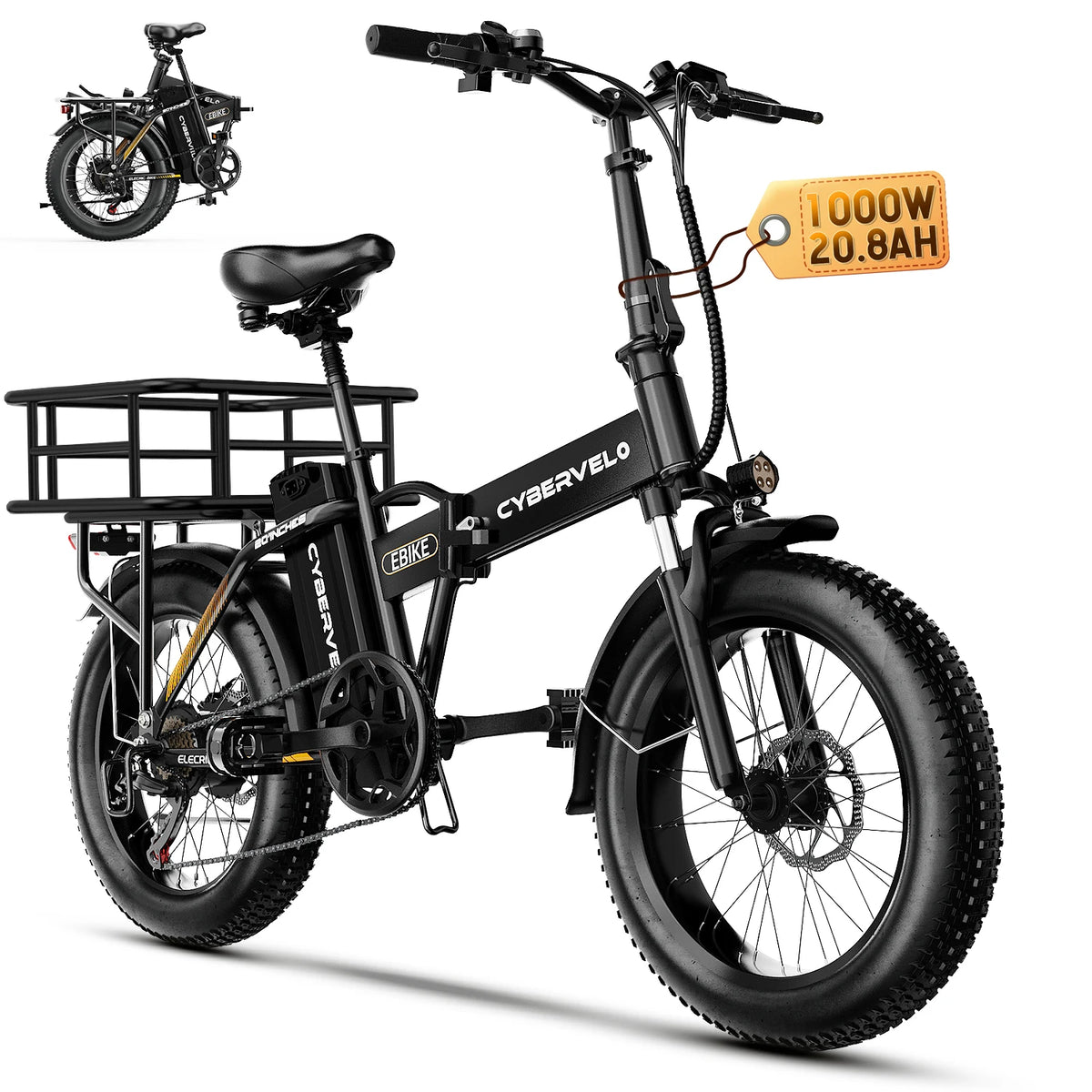 Cybervelo EK4 Folding Electric Bike With Long Range Fat Tires