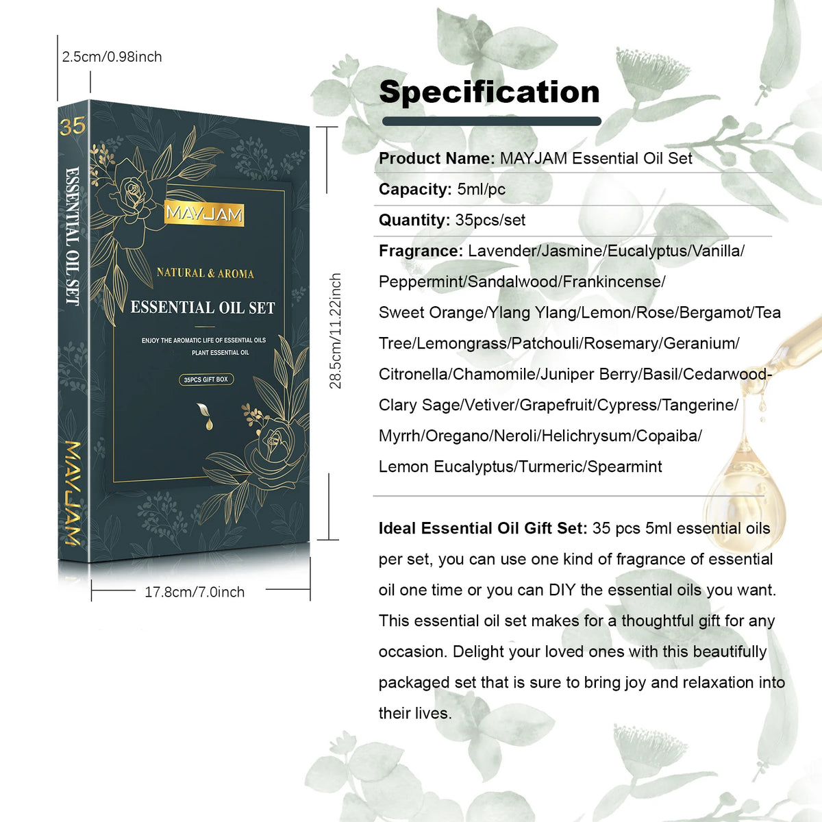 Mayjam Essential Oils Gift Box Collection For Aromatherapy