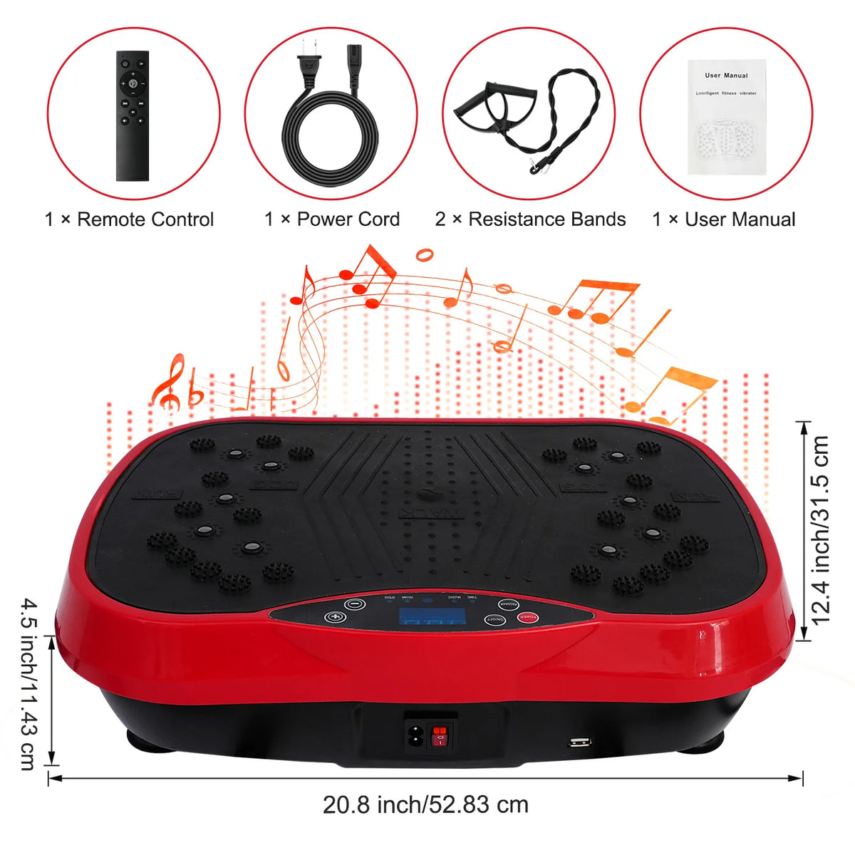 Portable Vibration Plate Exercise Machine Bluetooth Remote Adjustable Speed