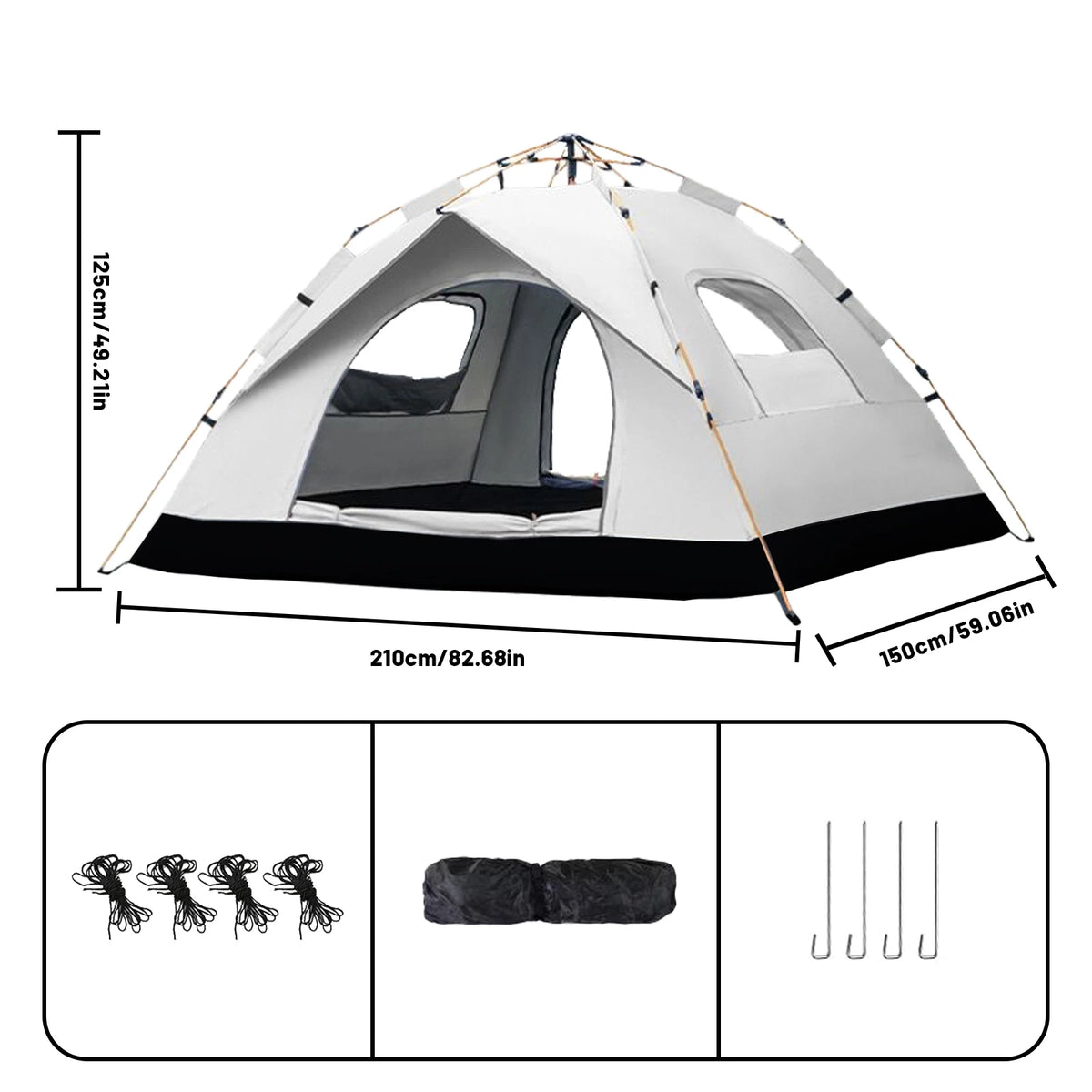 Pakicetus Automatic Family Camping Tent Quick Setup Weather Resistant Portable