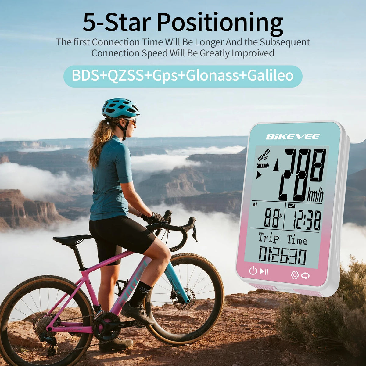 Bikevee Wireless GPS Cycling Computer Speedometer With Auto Start Tracker