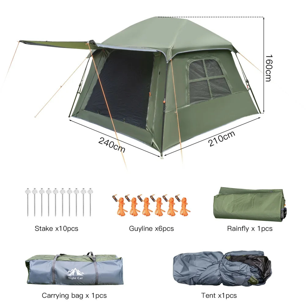Night Cat Instant Pop Up Blackout Waterproof Camping Tent