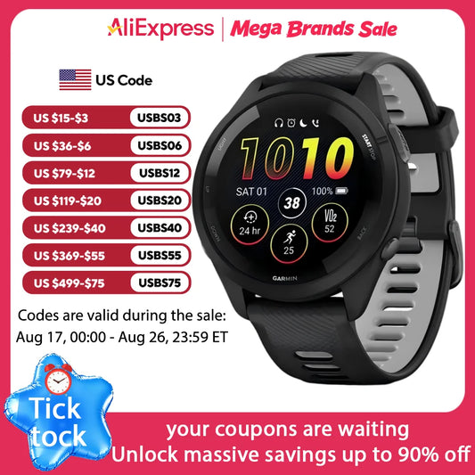 Garmin Forerunner 265 GPS Running Smartwatch With Heart Rate Monitoring