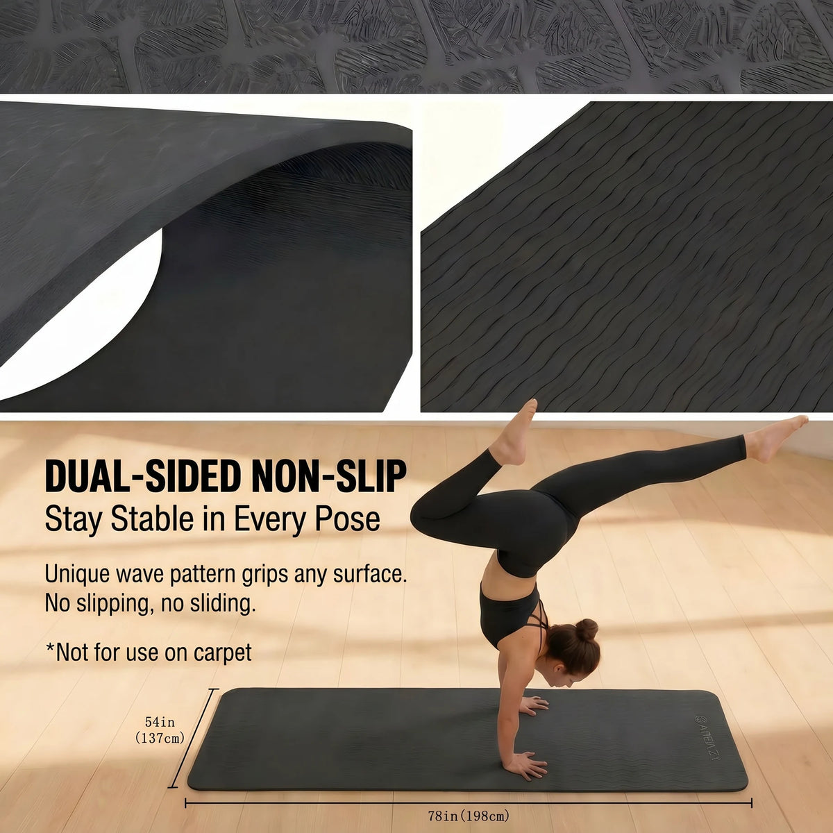 Hapbear Tpe Non Slip Double Sided Yoga Fitness Mat Bag