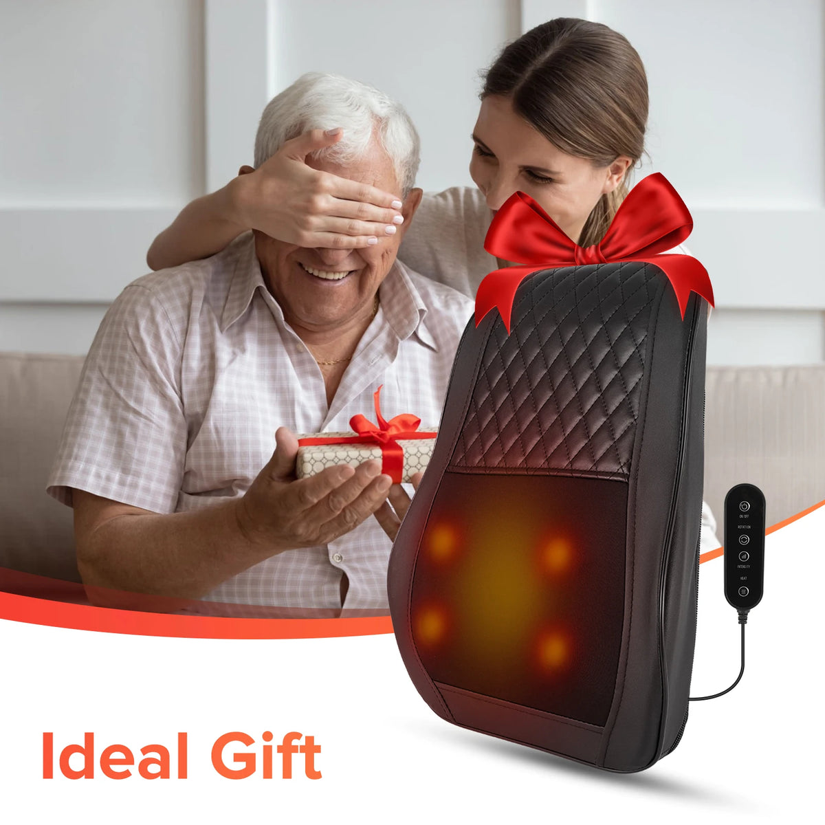 LINGTENG 3D Heat Kneading Back Massager With USB Rechargeable Battery