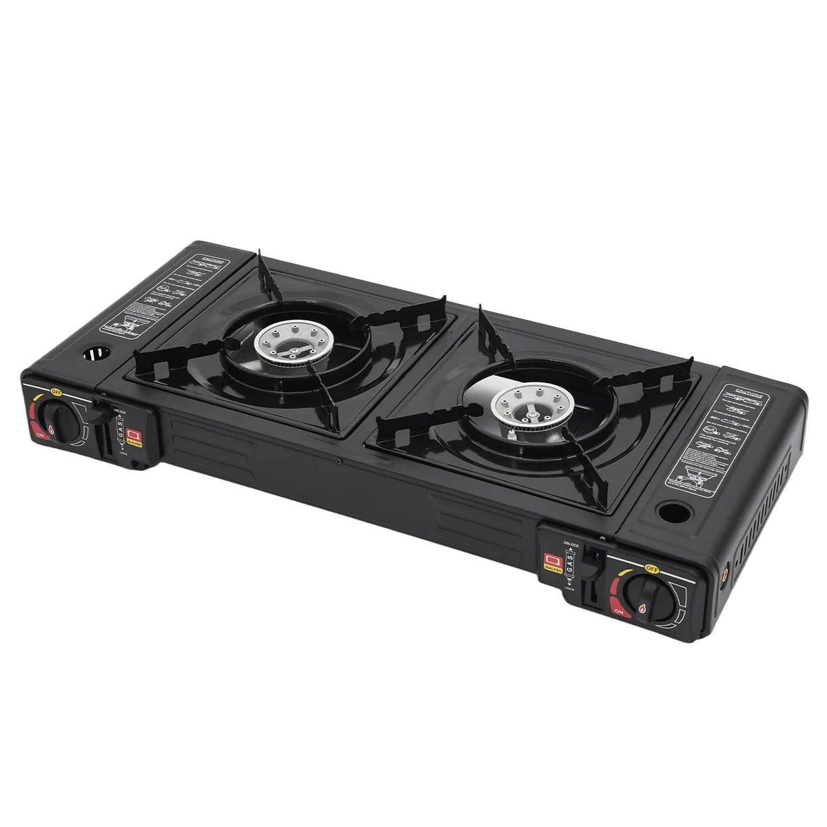 Double Burner Portable Gas Stove With Piezo Ignition And Case