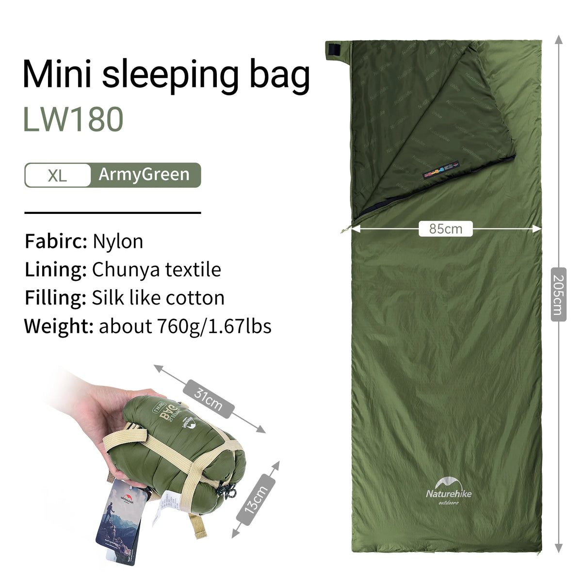 Naturehike Ultralight Envelope Sleeping Bag for Backpacking and Camping Adventures