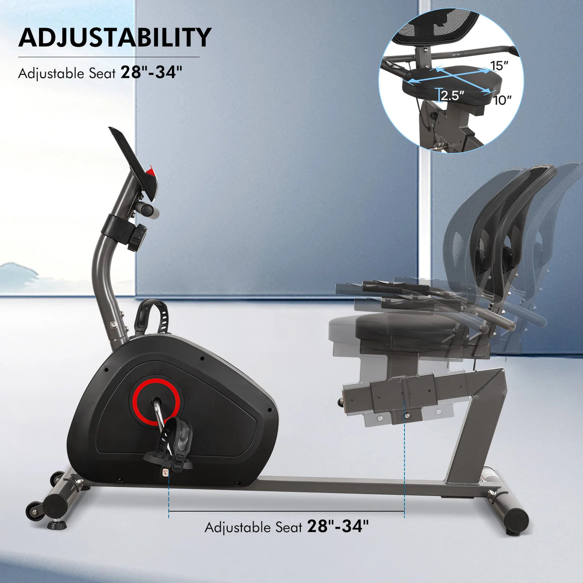 Quiet Recumbent Exercise Bike for Home With Eight Resistance Levels