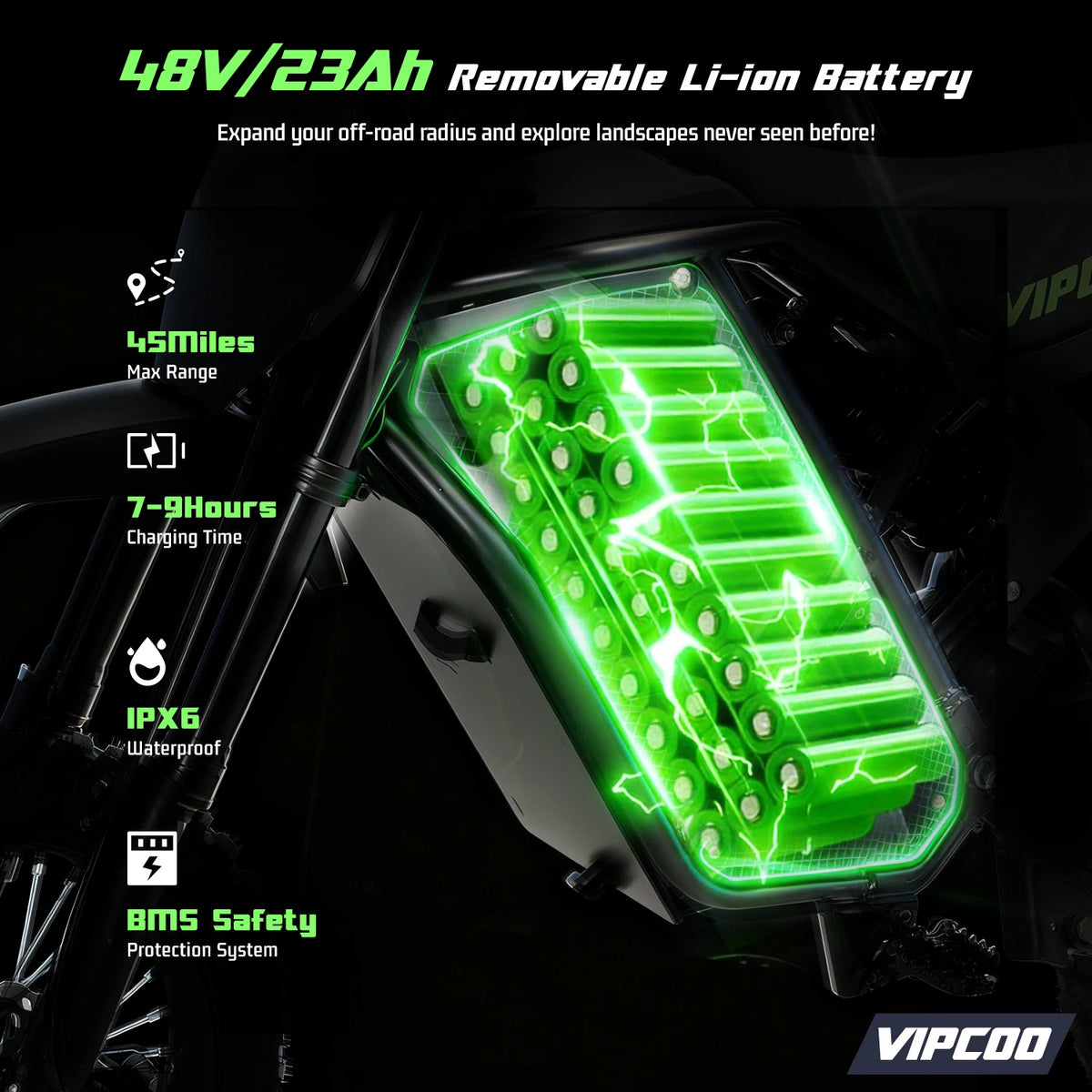 VIPCOO H3 3500W Fat Tire Electric Dirt Bike Motorcycle