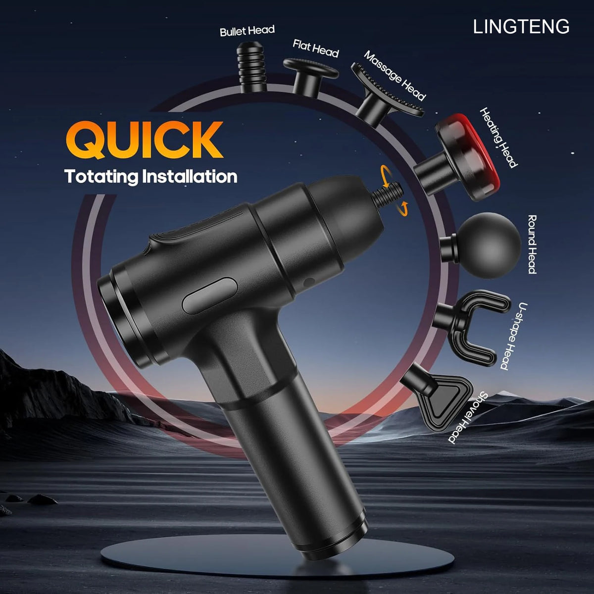 Lingteng Heating Massage Gun Deep Tissue Percussion Massager