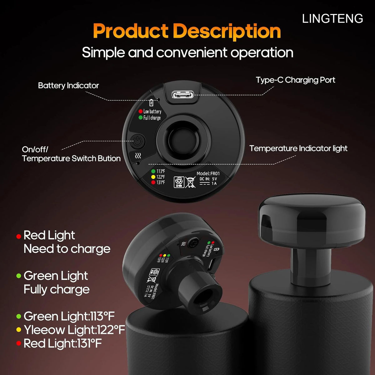 Lingteng Heating Massage Gun Deep Tissue Percussion Massager